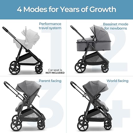 Mompush Wiz 2 in 1 Baby Stroller with Bassinet Mode, Convertible Infant Stroller for Newborn and Toddler with Reversible Seat and Large UPF 50+ Canopy